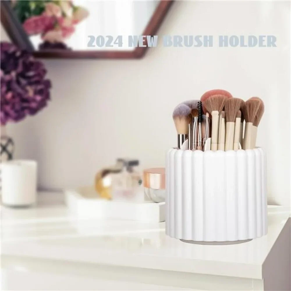 Rotating Makeup Brush Holder Organizer 7 Slot Spinning Vanity Storage